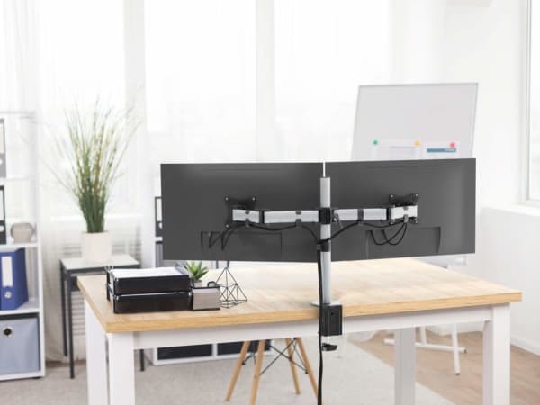 DURABLE SELECT - Monteringssett (leddarm, klemme, søyle, boltefeste) - for 2 LCD-skjermer - plastikk, aluminium, stål - sølv - skjermstørrelse: 13"-2