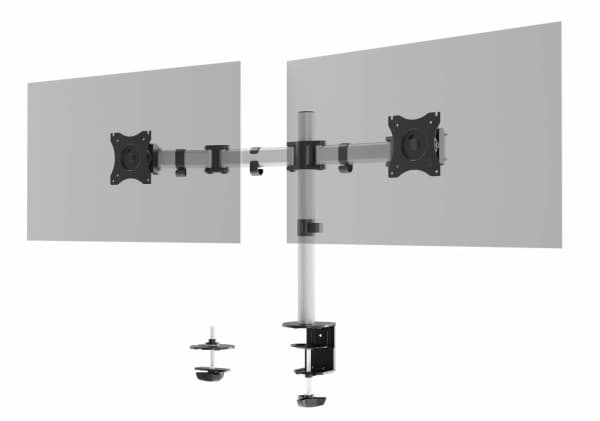 DURABLE SELECT - Monteringssett (leddarm, klemme, søyle, boltefeste) - for 2 LCD-skjermer - plastikk, aluminium, stål - sølv - skjermstørrelse: 13"-2