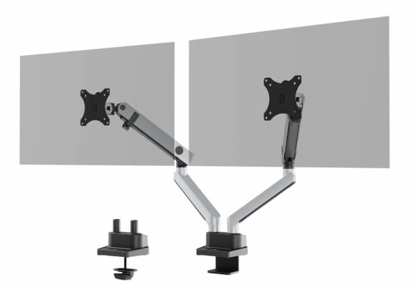 DURABLE SELECT PLUS - Monteringssats (vridbar arm, spännbleck, bultgenomslagen montering) - för 2 LCD-bildskärmar - plast, aluminium, stål - silver -