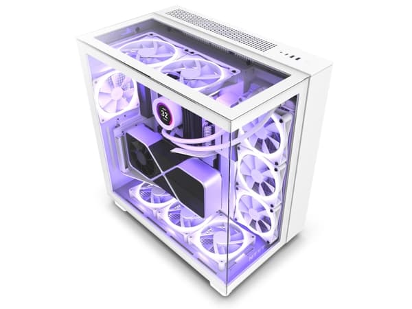 NZXT H series H9 Elite - Mid tower - ATX - genomskinlig sidopanel (härdat glas) - ingen strömförsörjning - matt vit - USB/ljud