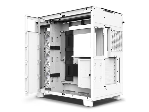 NZXT H series H9 Elite - Mid tower - ATX - genomskinlig sidopanel (härdat glas) - ingen strömförsörjning - matt vit - USB/ljud