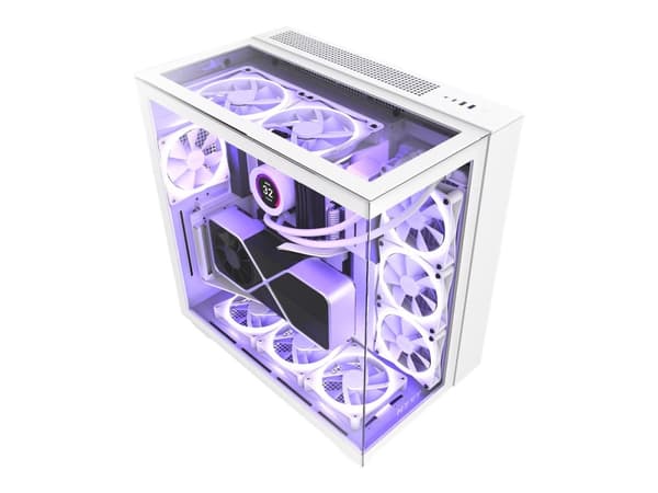 NZXT H series H9 Elite - Mid tower - ATX - genomskinlig sidopanel (härdat glas) - ingen strömförsörjning - matt vit - USB/ljud