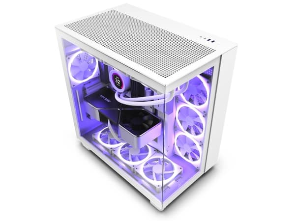 NZXT H9 All white, Midi Tower, PC, Valkoinen, ATX, mikro ATX, Mini-ITX, Terästä, Karkaistu lasi, 16,5 cm