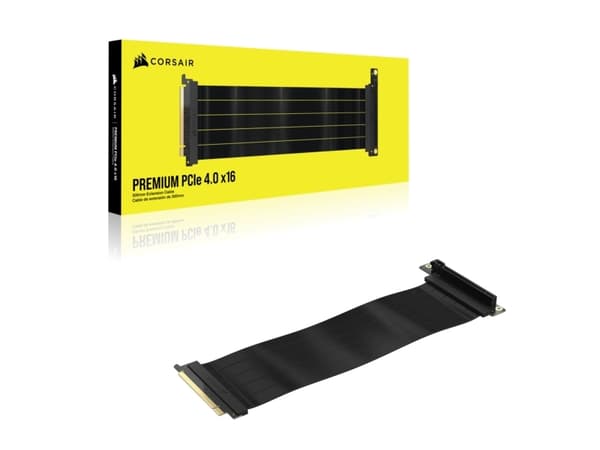 CORSAIR Premium Extension - PCI Express x16-kabel - PCI Express 4.0 x16 (hane) till PCI Express 4.0 x16 (hona) högervinklad - 30 cm