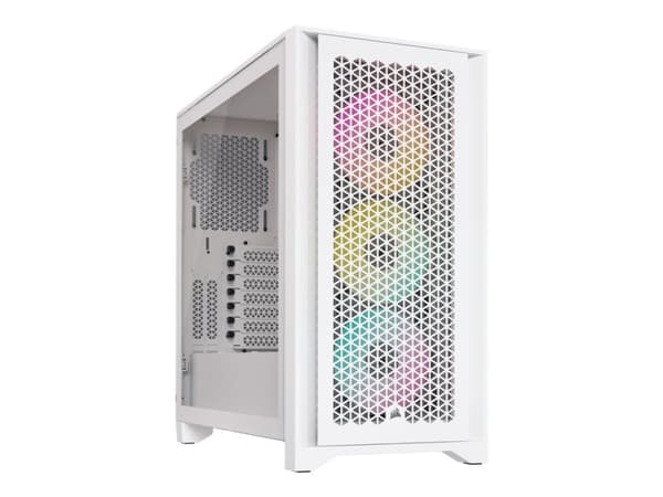 CORSAIR iCUE 4000D RGB Airflow - Mid tower - utökad ATX - genomskinlig sidopanel (härdat glas) - ingen strömförsörjning (ATX) - vit - USB/ljud