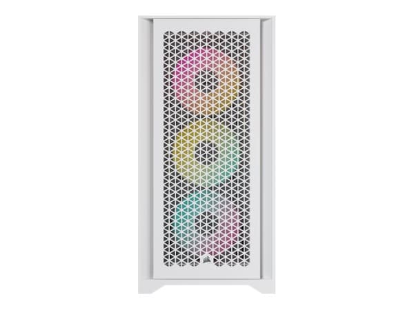 CORSAIR iCUE 4000D RGB Airflow - Mid tower - utökad ATX - genomskinlig sidopanel (härdat glas) - ingen strömförsörjning (ATX) - vit - USB/ljud