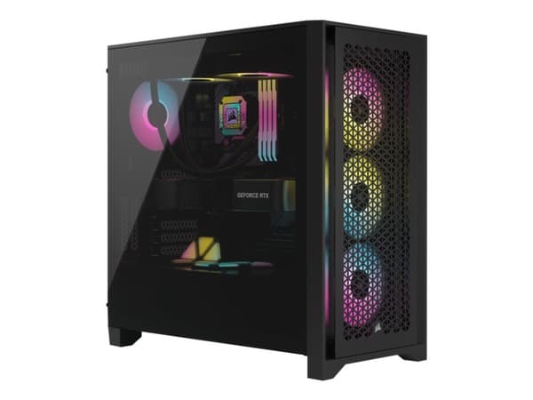 CORSAIR iCUE 4000D RGB Airflow - Mid tower - utökad ATX - genomskinlig sidopanel (härdat glas) - ingen strömförsörjning (ATX) - svart - USB/ljud