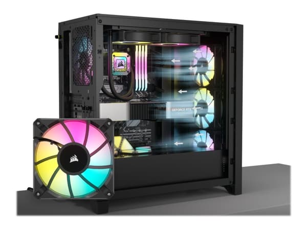 CORSAIR iCUE 4000D RGB Airflow - Mid tower - utökad ATX - genomskinlig sidopanel (härdat glas) - ingen strömförsörjning (ATX) - svart - USB/ljud