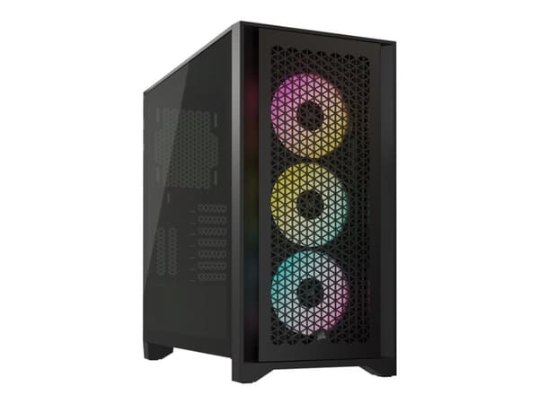 CORSAIR iCUE 4000D RGB Airflow - Mid tower - utökad ATX - genomskinlig sidopanel (härdat glas) - ingen strömförsörjning (ATX) - svart - USB/ljud