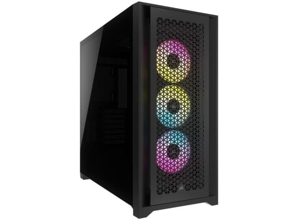 CORSAIR iCUE 5000D RGB Airflow - Mid tower - utökad ATX - genomskinlig sidopanel (härdat glas) - ingen strömförsörjning (ATX) - svart - USB/ljud