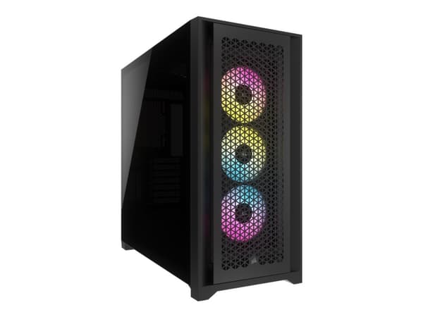 CORSAIR iCUE 5000D RGB Airflow - Mid tower - utökad ATX - genomskinlig sidopanel (härdat glas) - ingen strömförsörjning (ATX) - svart - USB/ljud Svart