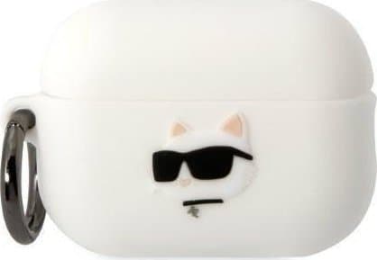 Karl Lagerfeld KLAP2RUNCHH AirPods Pro 2-skydd biały/vit Silikon Choupette Head 3D