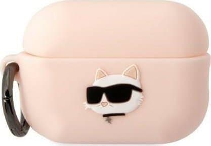 Karl Lagerfeld KLAP2RUNCHP AirPods Pro 2 deksel rødt/rosa Silikon Choupette Head 3D