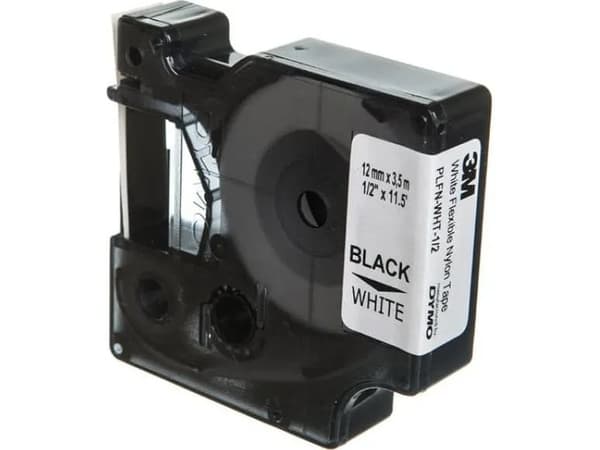 DYMO IND - Nylon - adhesiv - svart på hvitt - Rull (1,2 cm x 4 m) 1 kassett(er) fleksibel etikett-tape - for Rhino 4200, 4200 Kit, 5200, 5200 Hard Ca