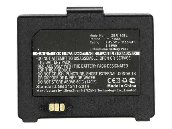 CoreParts - Skriverbatteri (tilsvarer: Zebra ZQ110, Zebra P1071566) - litiumion - 1100 mAh - 8.14 Wh - svart - for Zebra ZQ110