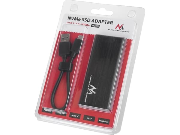 Maclean Pocket Maclean diskkabinett, SSD M.2, NVMe (PCIe), NGFF (SATA), USB 3.1, størrelser 2230/2240/2260/2280, aluminiumshus, MCE443