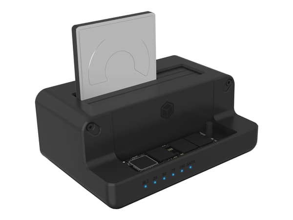 ICY BOX IB-2914MSCL-C31 - HDD / SSD-dokkestasjon - 2,5" / 3,5" delt, M.2 - SATA 6Gb/s - USB 3.2 (Gen 2) - svart