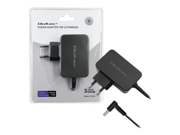 Qoltec 51033, Kannettava tietokone, Sisätila, 220 - 240 V, 50 - 60 Hz, 45 W, 19.5 V