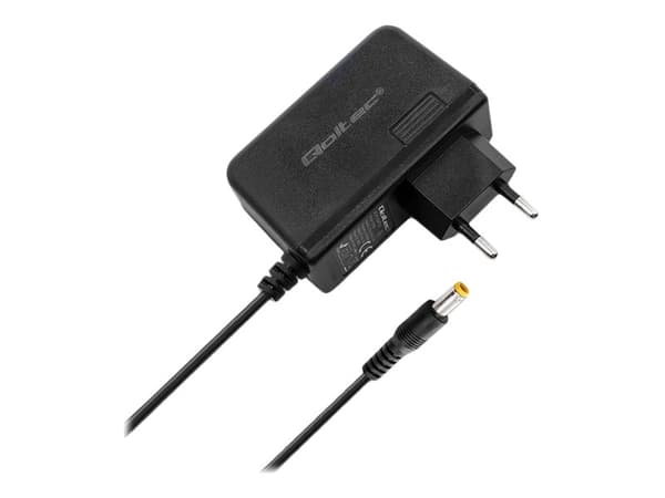 Qoltec - Strömadapter - AC 220-240 V - 19 Watt - utgångskontakter: 1 - 1.3 m sladd - svart Svart