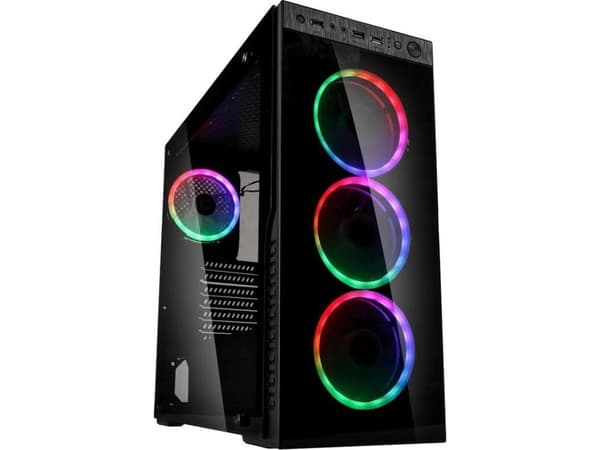 Kolink Horizon Cubierta para PC, Midi Tower, PC, Svart, ATX, micro ATX, Mini-ITX, Plast, Stål, Härdat glas, 16 cm Svart