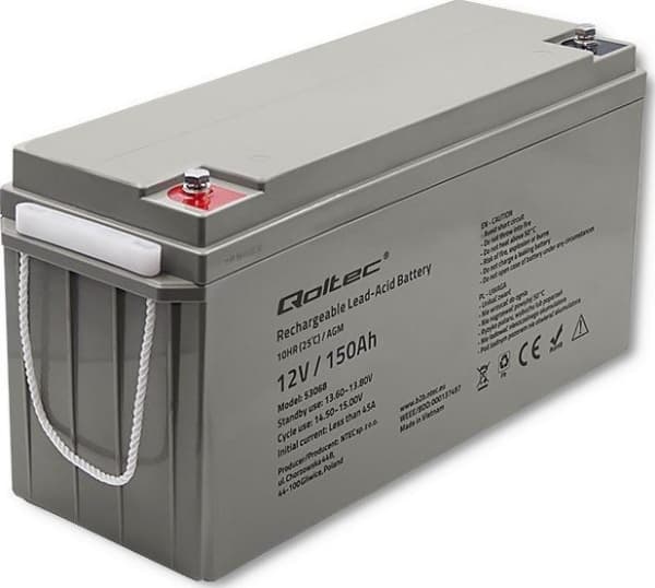 Qoltec AGM batteri | 12V | 150 Ah | maks. 2250A