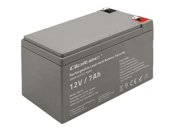 Qoltec - UPS-batteri - AGM battery, max. 105A, security - 1 x batteri - blysyre - 7 Ah