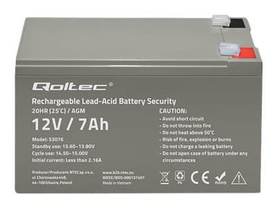 Qoltec - UPS-batteri - AGM battery, max. 105A, security - 1 x batteri - blysyre - 7 Ah
