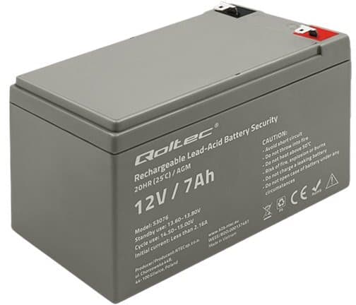 Qoltec - UPS-batteri - AGM battery, max. 105A, security - 1 x batteri - blysyre - 7 Ah