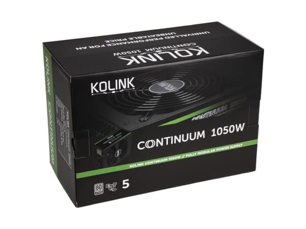 Kolink Continuum 1050W, 1050 W, 100 - 240 V, 50/60 Hz, 15 A, Aktiv, 130 W