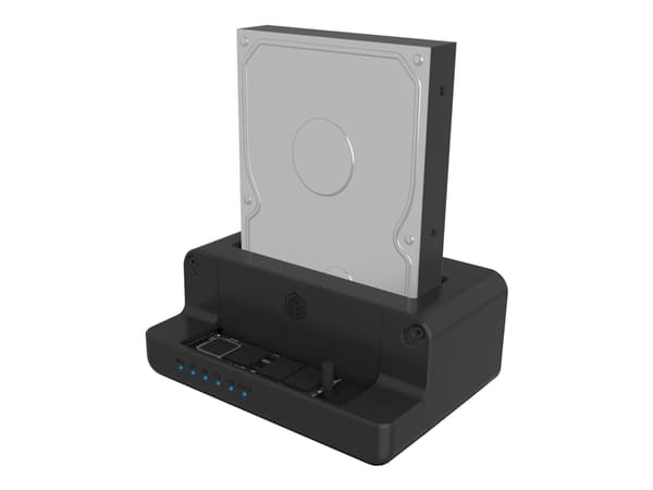 ICY BOX IB-2914MSCL-C31 - HDD / SSD-dokkestasjon - 2,5" / 3,5" delt, M.2 - SATA 6Gb/s - USB 3.2 (Gen 2) - svart