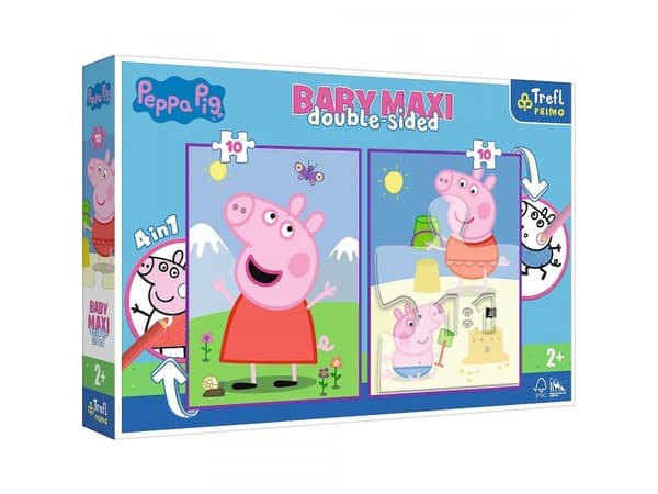 Trefl Kaksipuolinen palapeli 2x10 elementtiä Baby Maxi Cheerful Day Peppy 4in1