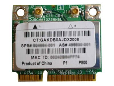 Broadcom 4322AGN - Nettverksadapter - PCIe Mini Card - 802.11a, 802.11b/g, 802.11n (draft 2.0) - for Pavilion Laptop dv2, DV3; ProBook 4310, 4410, 44