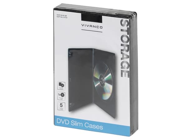 Vivanco 31714, DVD-etui, 1 disker, Sort, 136 mm, 190 mm, 35 mm