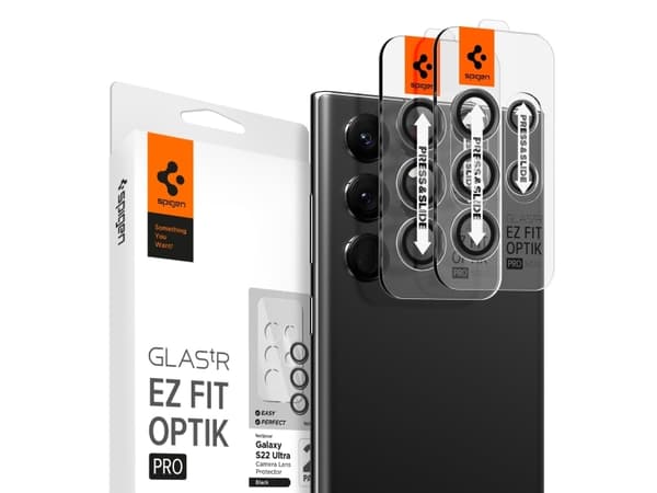 Spigen EZ FIT Optik Pro, Linsskydd, Svart, Härdat glas, Samsung, Galaxy S22 Ultra, 14,5 mm