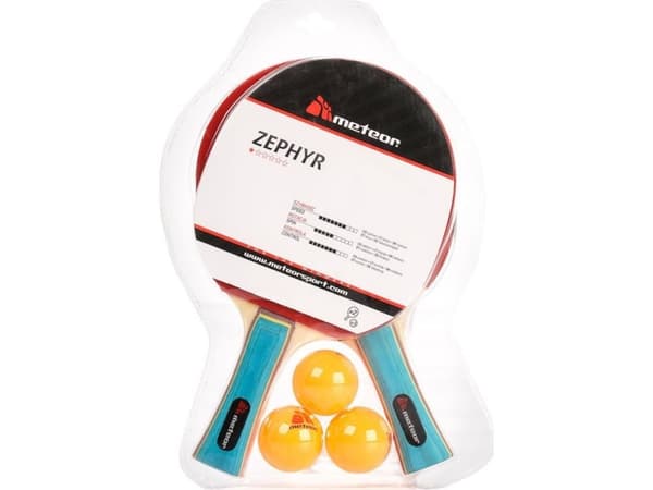 Meteor bordtennis 2 racketar Zephyr*+3 bollar