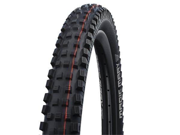 Schwalbe Magic Mary HS 447, 26", MTB, Tubeless Ready, Folding bead, Alle formål, Nedoverbakke, Off-road, Sort, Oransje