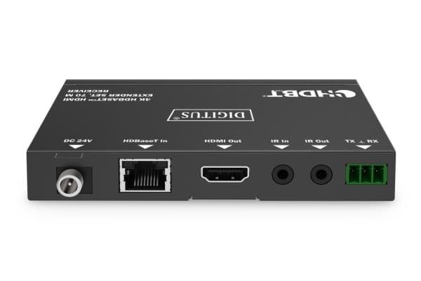 DIGITUS 4K HDBaseT DS-55520 - Sender og mottaker - utvider for video/lyd/infrarød/seriell/nettverk - HDMI, HDBaseT, RS-232 - over CAT 6/7/8 - opp til
