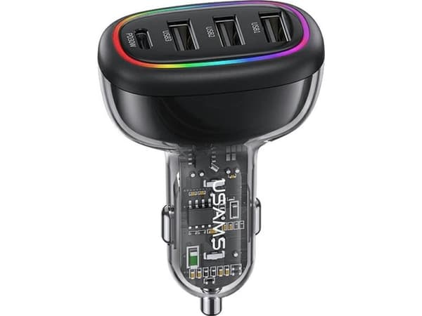 USAMS Car Charger 1xUSB-C 3xUSB-A C34 48W3A+C PD Fast Charge black/black CC170CC01 (US-CC170)
