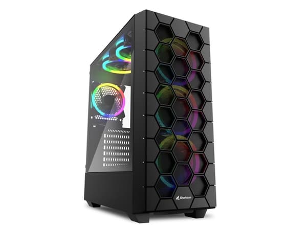 Sharkoon RGB Hex - Mid tower - ATX - sidepanel med vindu (herdet glass) - ingen strømforsyning (ATX) - USB/lyd