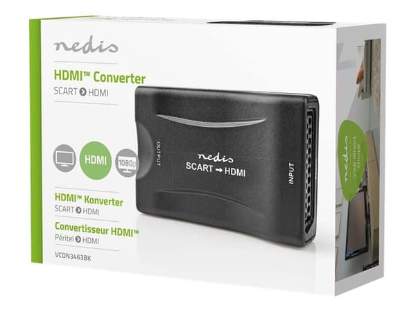 Nedis - Video adapter - SCART hunn til power DC jack, HDMI hunn - svart - 1080p-støtte, 1-veis