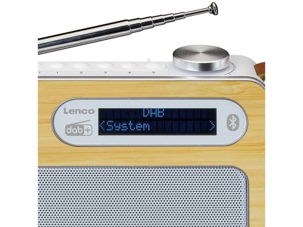 Lenco PDR-040, Personlig, Analog og digital, DAB+, FM, LCD, Bambus, Hvit, Metall, Plast, Tre