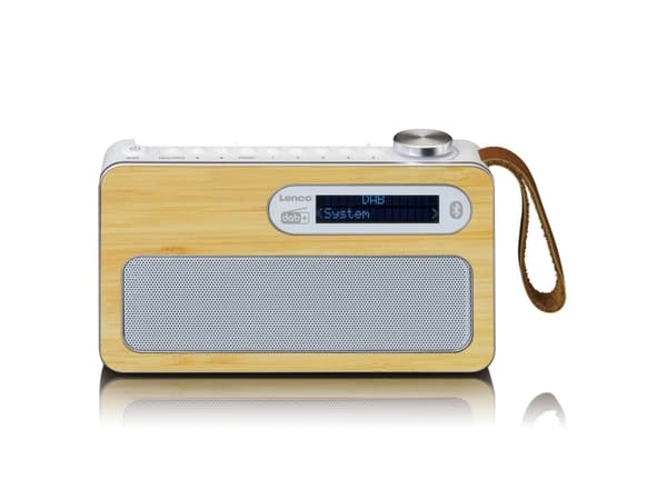 Lenco PDR-040, Personlig, Analog og digital, DAB+, FM, LCD, Bambus, Hvit, Metall, Plast, Tre