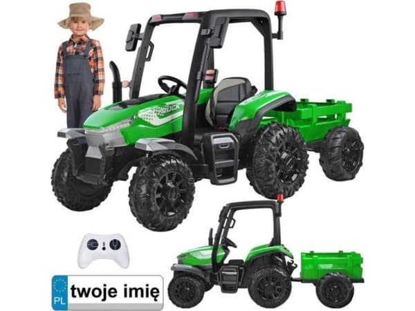 Jokomisiada Stor traktor for et barn med en 4x4 tilhenger med fjernkontroll for foreldre PA0266