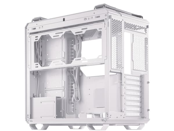ASUS TUF Gaming GT502 - White Edition - mid tower - ATX - genomskinlig sidopanel (härdat glas) - ingen strömförsörjning - vit - USB/ljud