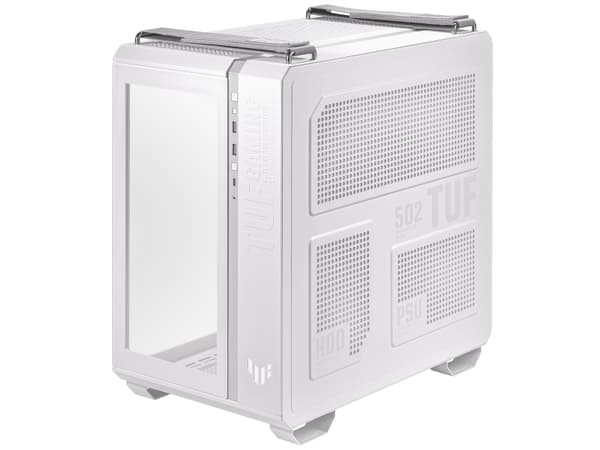 ASUS TUF Gaming GT502 - White Edition - mid tower - ATX - genomskinlig sidopanel (härdat glas) - ingen strömförsörjning - vit - USB/ljud