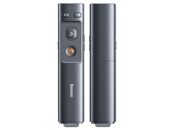 Baseus Orange Dot multifunktionell fjärrkontroll för presentationer, med laserpekare, utan batterier (grå)