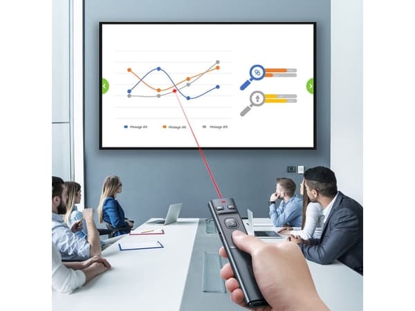 Baseus Orange Dot multifunktionell fjärrkontroll för presentationer, med laserpekare, utan batterier (grå)