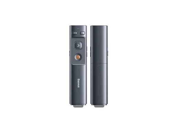 Baseus Orange Dot multifunktionell fjärrkontroll för presentationer, med laserpekare, utan batterier (grå)