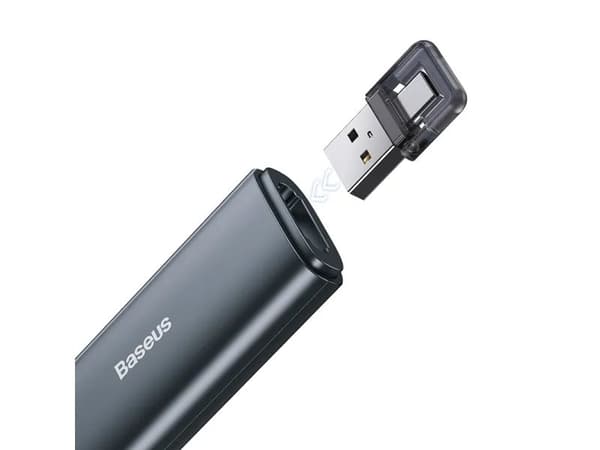 Baseus Orange Dot multifunktionell fjärrkontroll för presentationer, med laserpekare, utan batterier (grå)