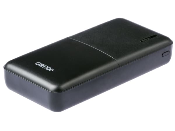 Grixx Powerbank 15000mAh strømforsyning Micro USB og USB-C svart